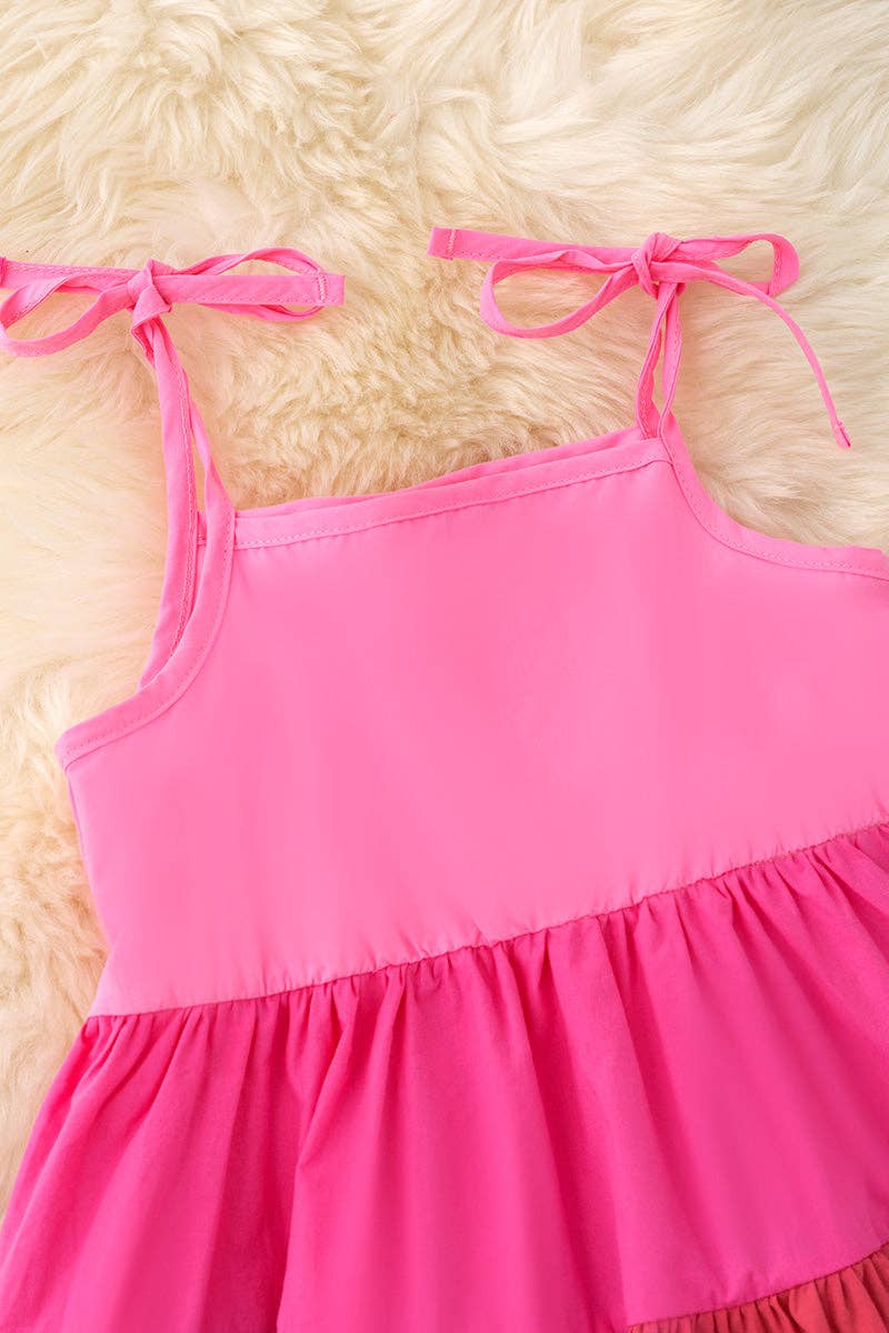 Multi-Color ruffle dress - Pink