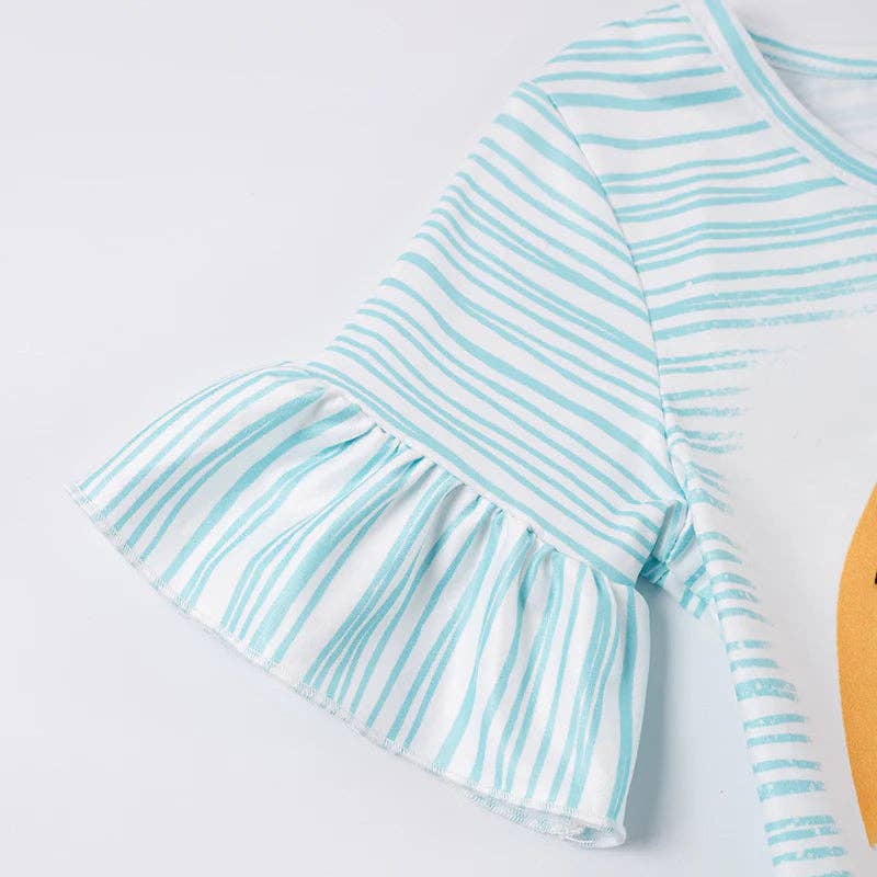 Back To School Apple Rainbow Denim Short - 2 Piece Set
