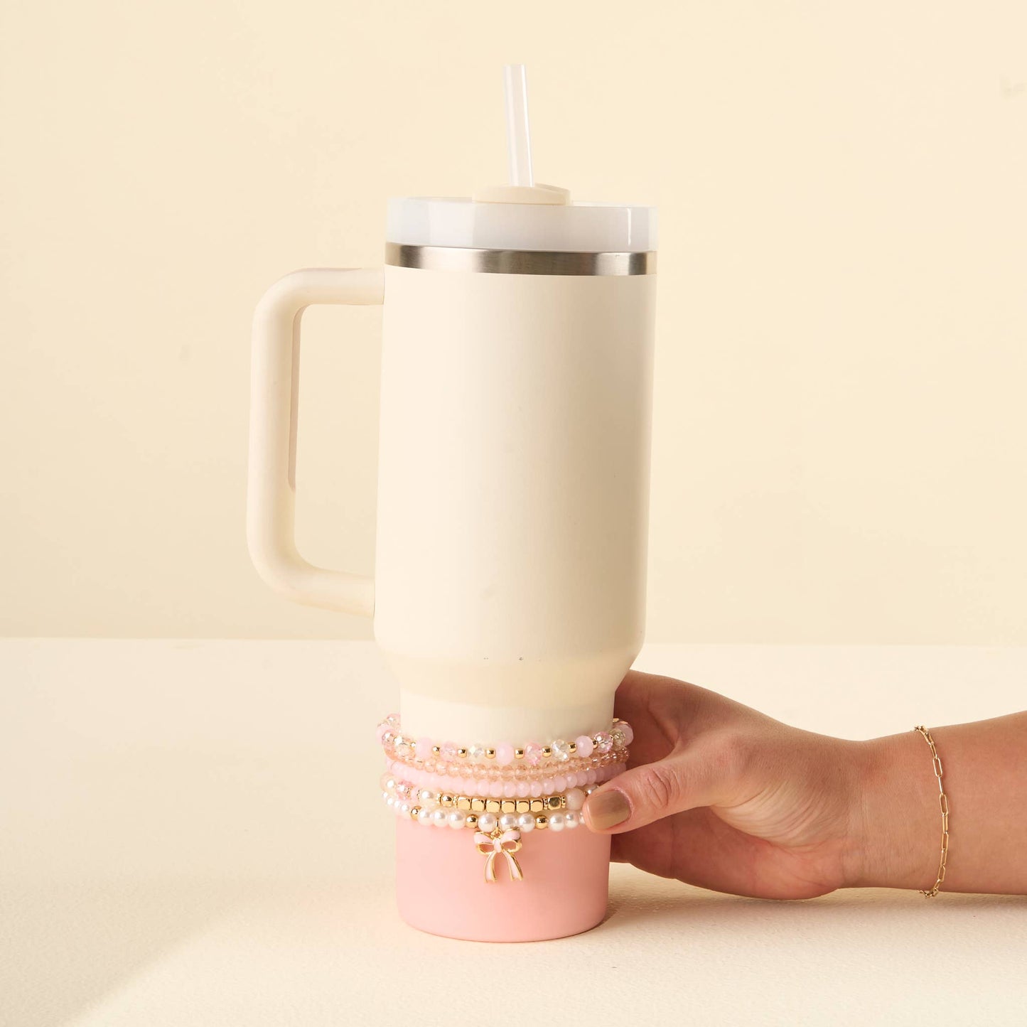 Tumbler Bracelet Stack-Coquette Charm