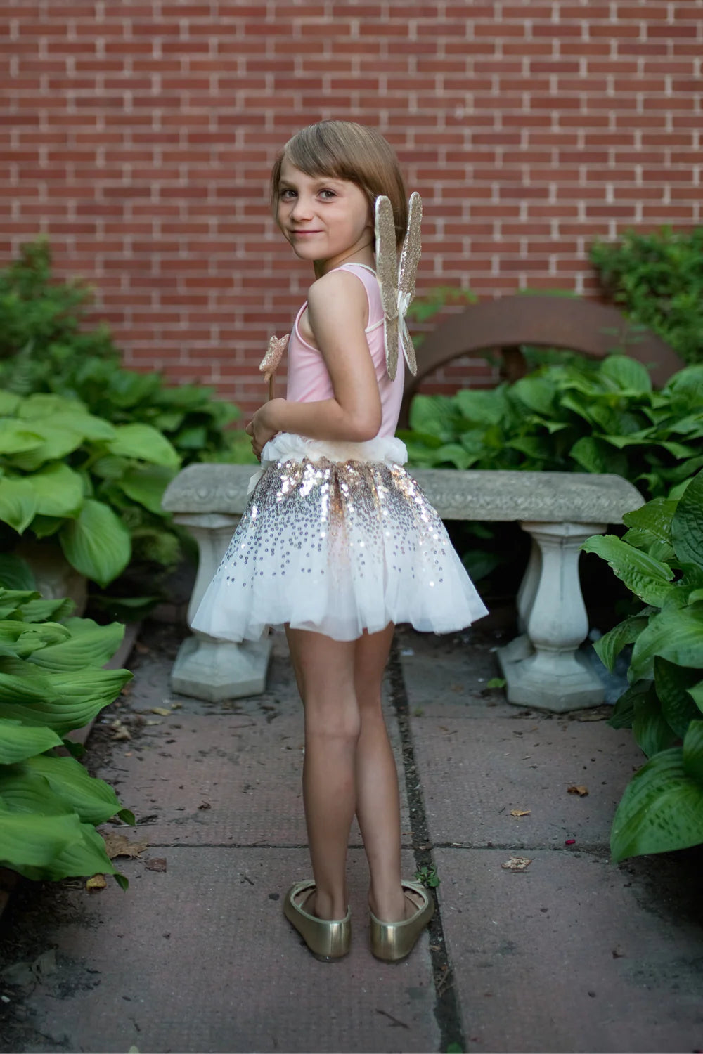 Gracious Gold Sequins Skirt, Wings, and Wand
