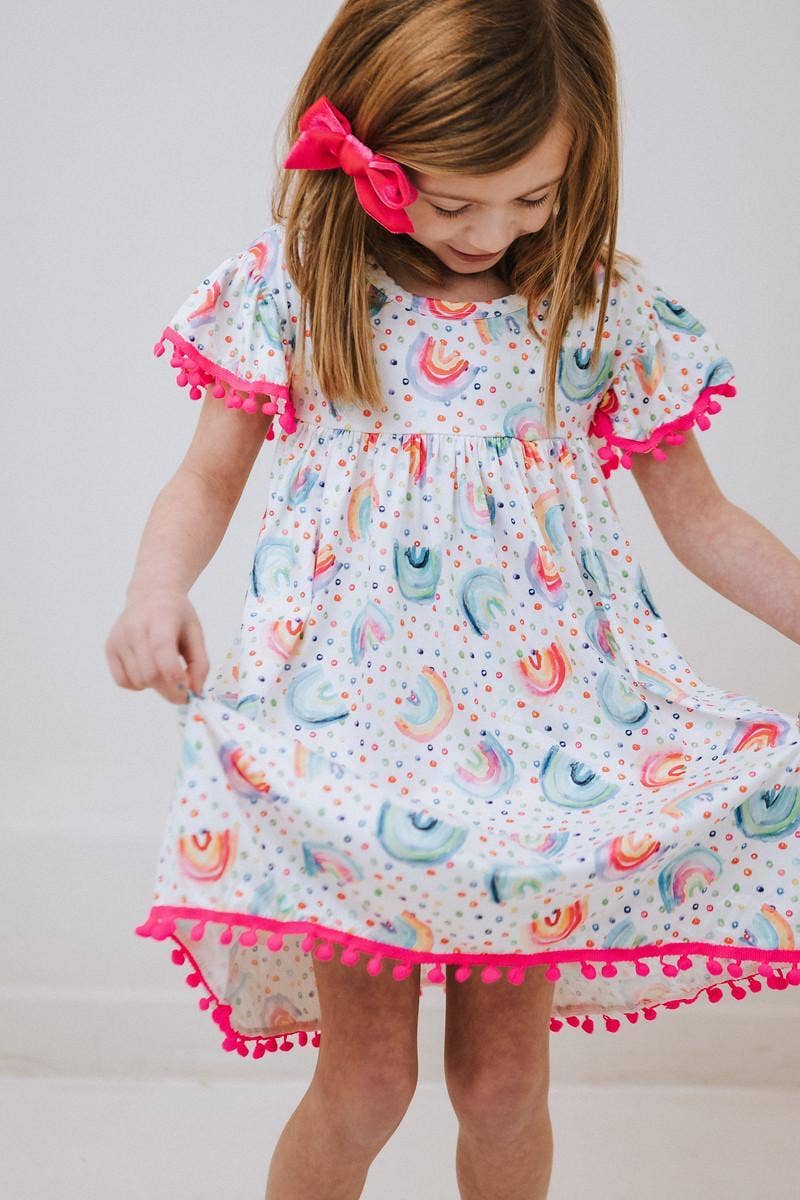 Rainbow Dot Pom Pom Dress