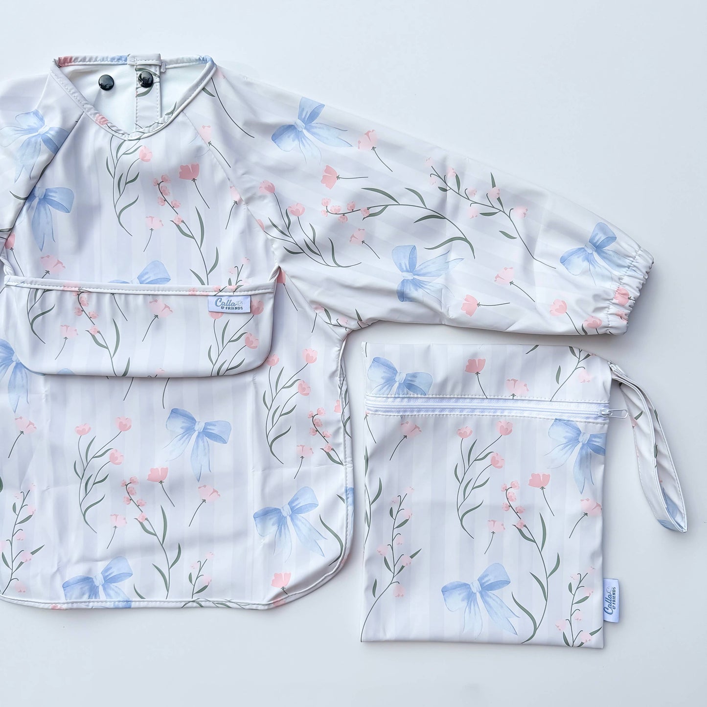 The Grayson Long Sleeve Bib - Bows & Flowers