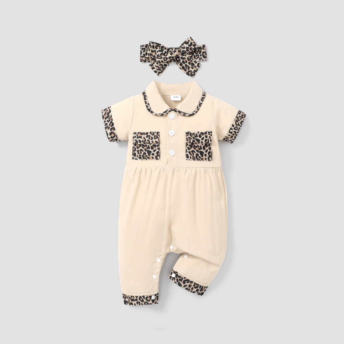 Leopard Peter Pan Collar Romper - 2 Pc SET