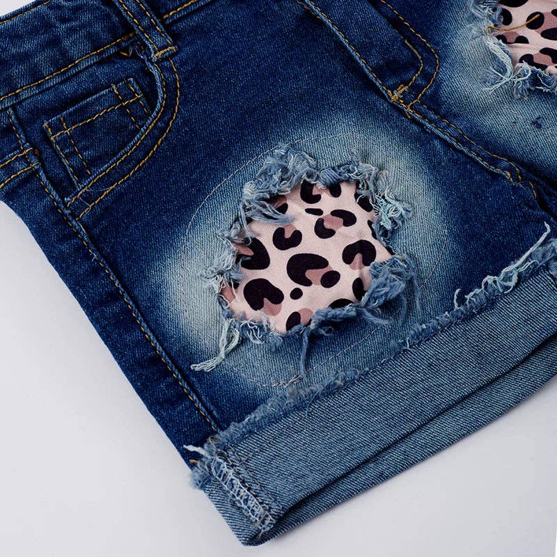 Back To School Apple Rainbow Denim Short - 2 Piece Set