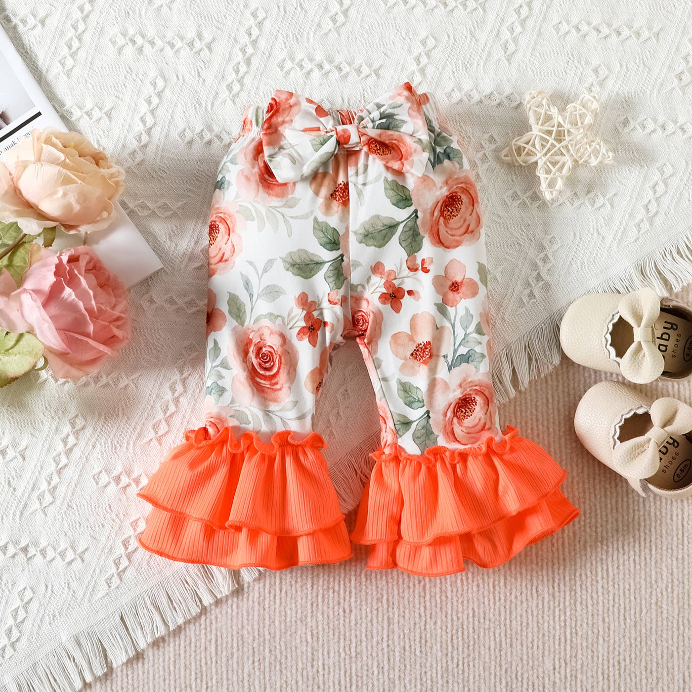 3pcs Baby Girl and Flared Pants & Headband Set
