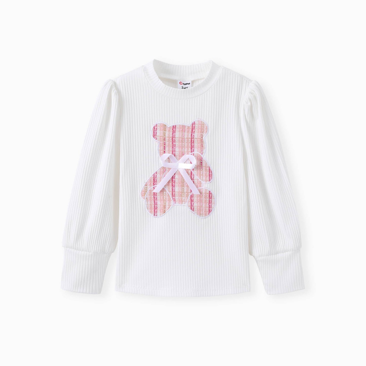 Bear Puff-sleeve Sweatshirt and Shorts - 2 Piece Set