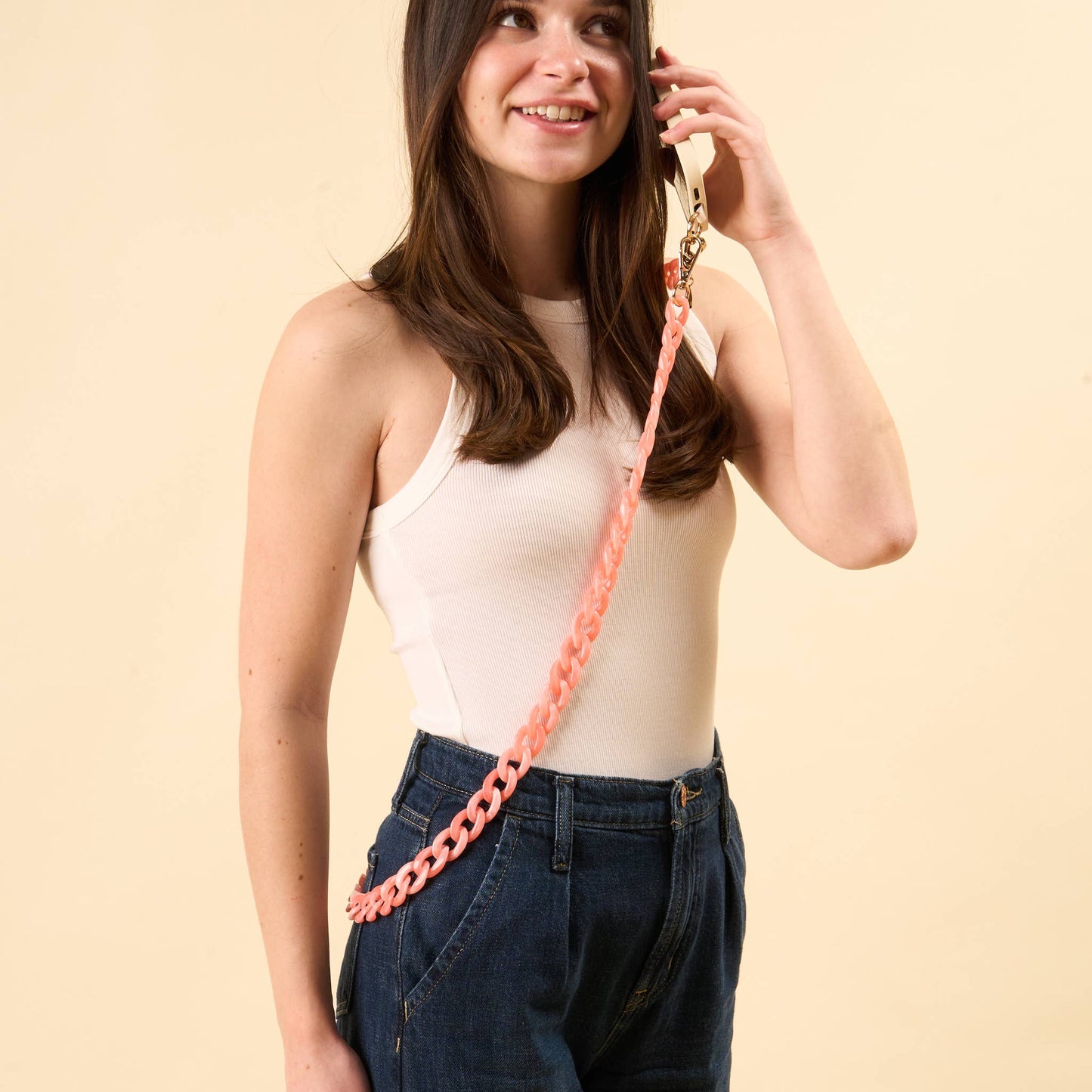 Hold the Phone Crossbody Chain-Marble Bubblegum