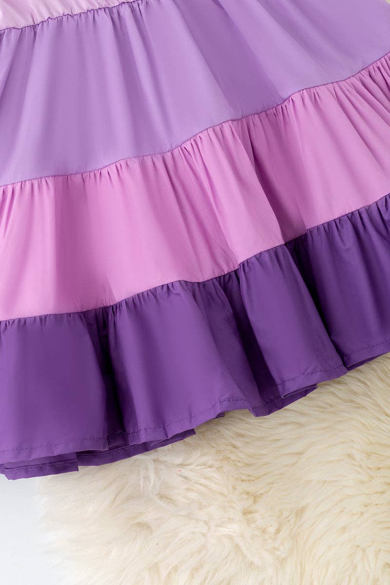 Multi-Purple tone ruffle dress -- Purple