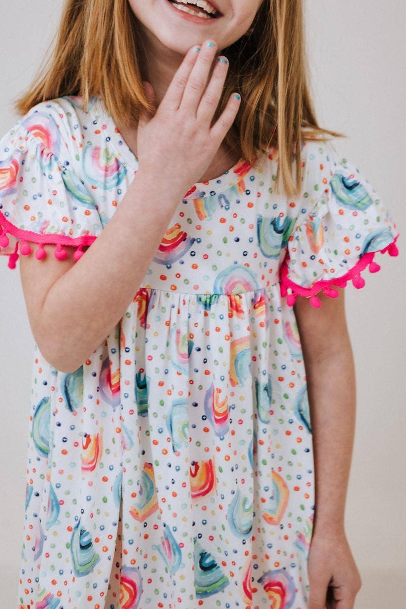 Rainbow Dot Pom Pom Dress