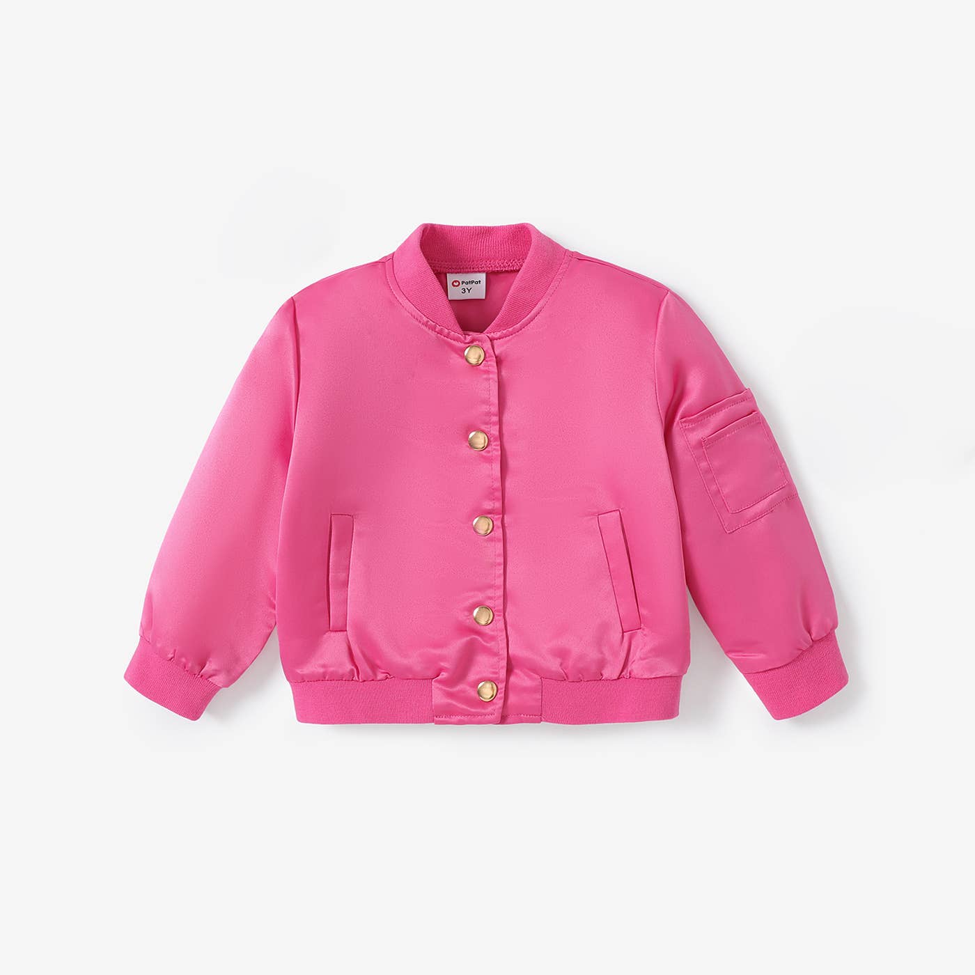 Toddler Girl Solid Color Button Design Avant-garde Jacket