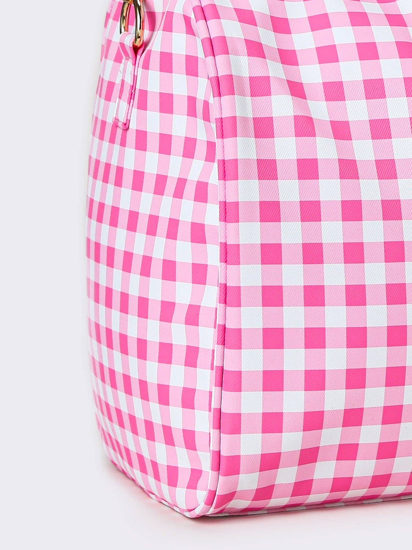 Women Pink Checkered Canvas Travel Bag