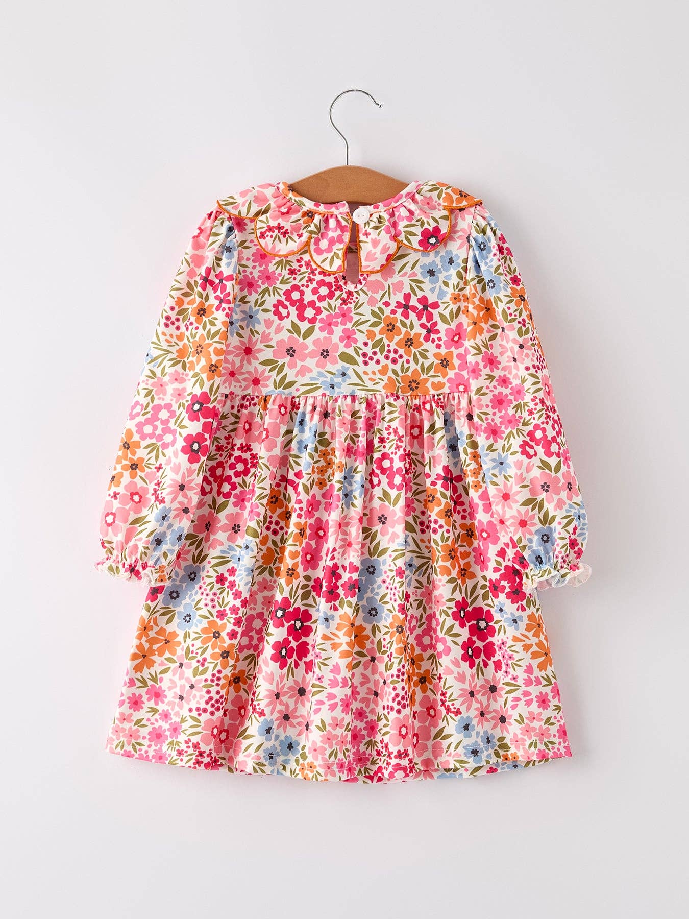 Halloween Pumpkin Bow Smock Embroidered Floral Dress