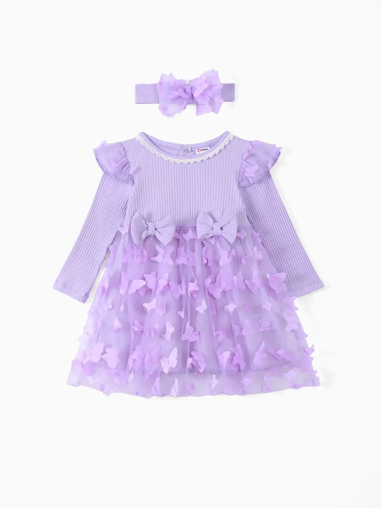 Lavender Flutter‑A‑Bye Dress AND Headband - 2 Piece Set