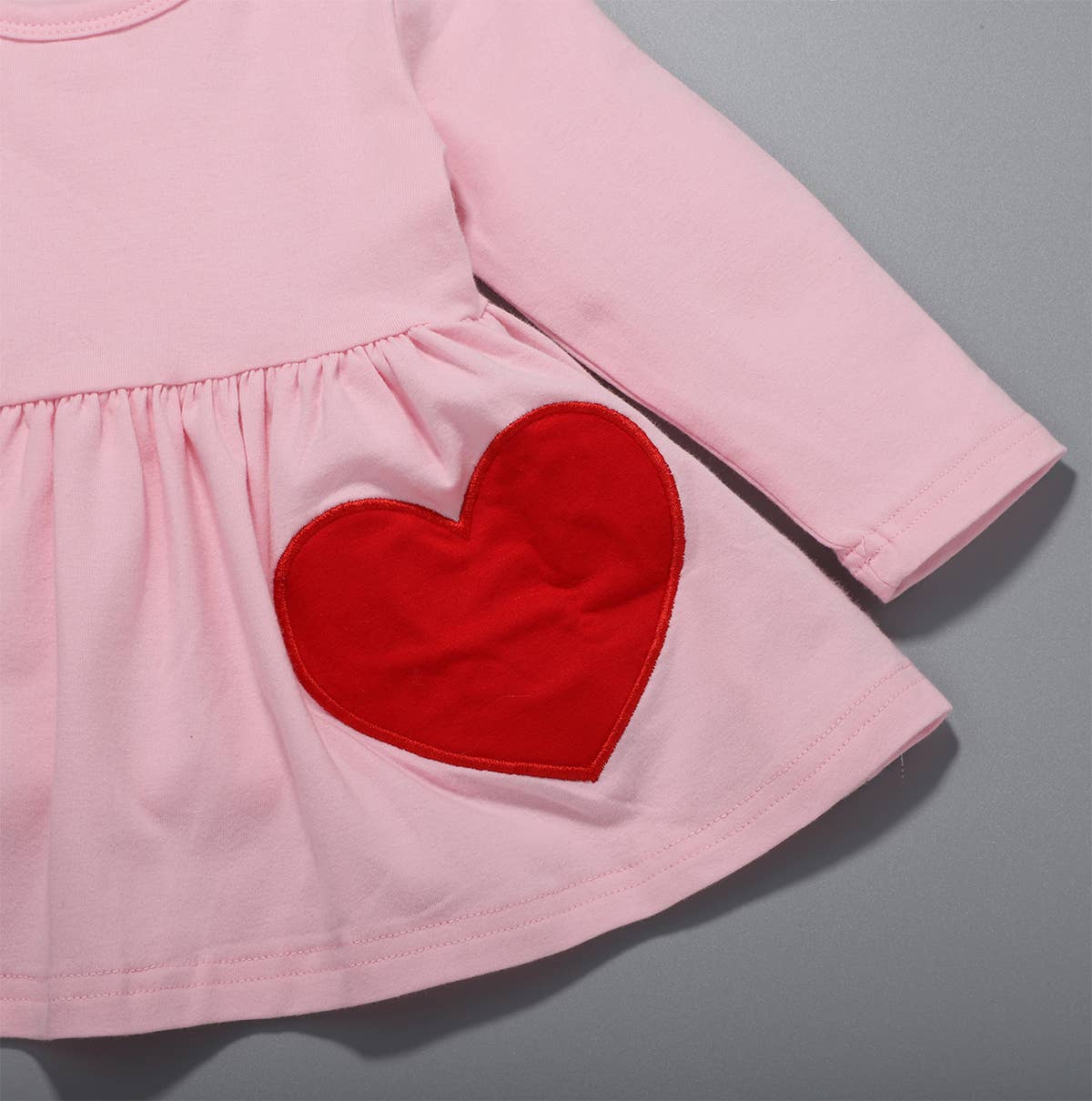 Red Heart Ruffle Pink Little Girl Top and Pants