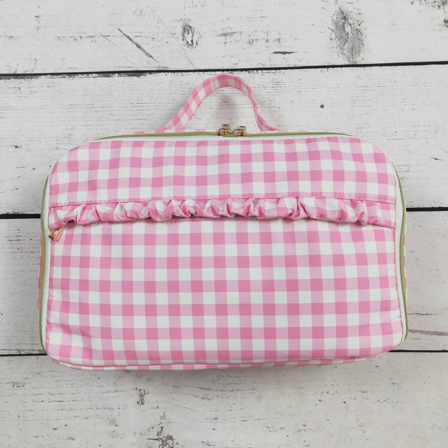 Pink Plaid Ruffle Baby Girls Lunch Boxes Bag