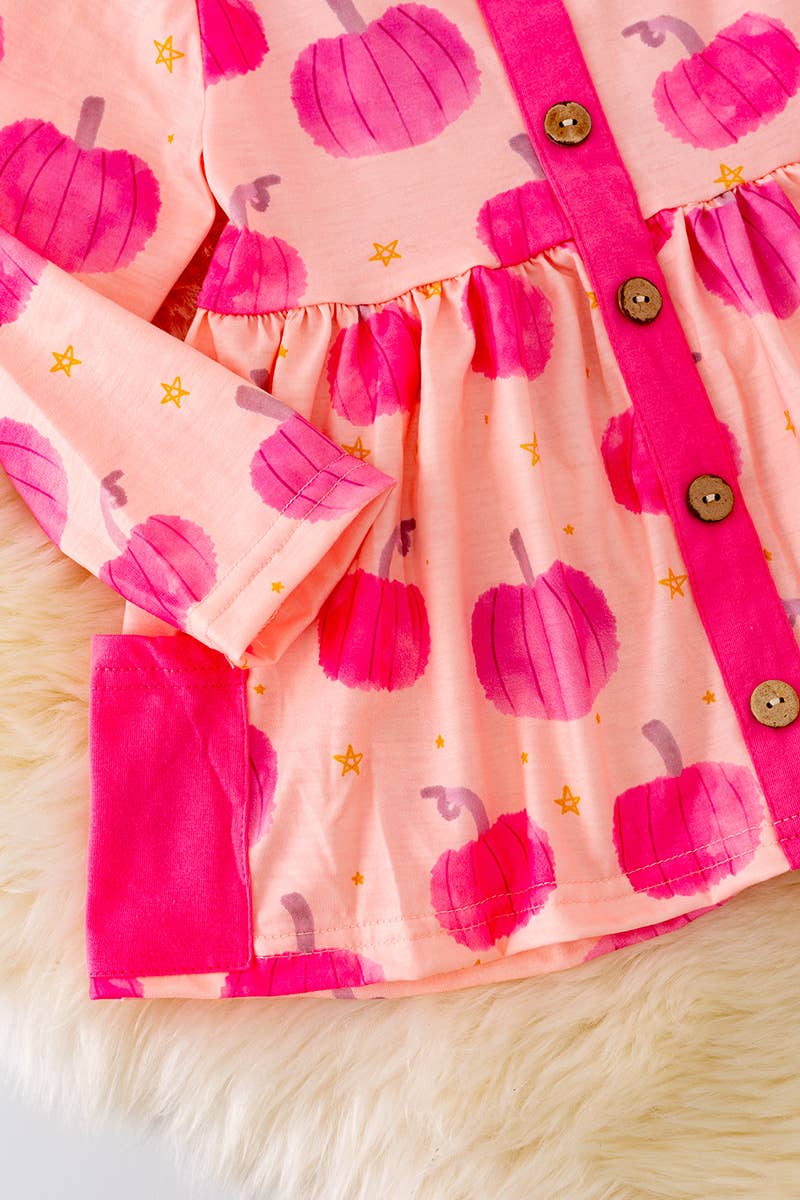 PUMPKIN PRINTED ON TUNIC WITH POCKETS AND LEGGINGS - 2 PIECE SET