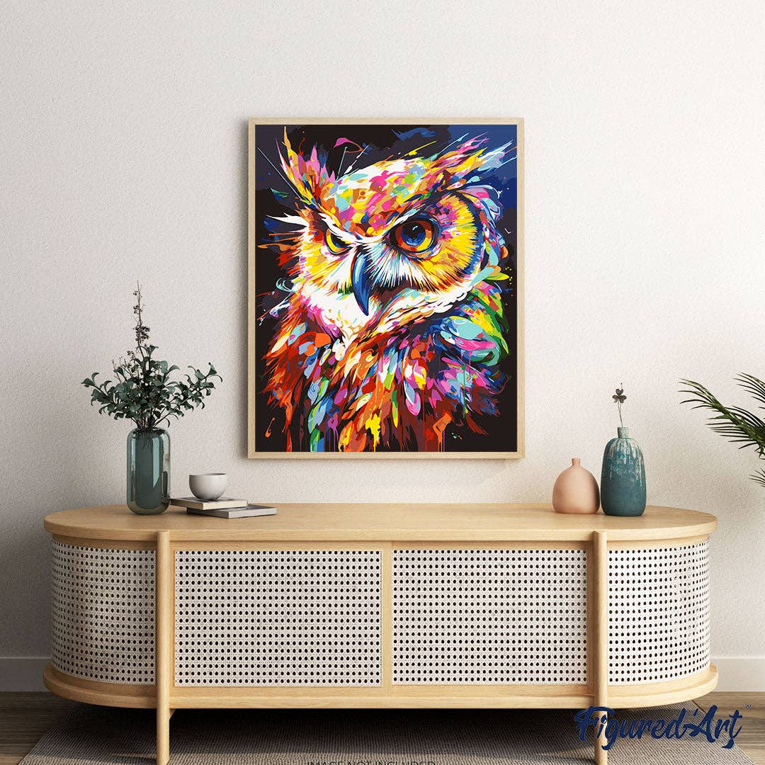 Paint by Numbers rolled - Colorful Abstract Owl