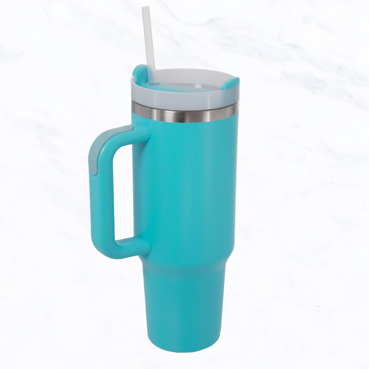 40 oz, Stainless Steel and Silicon Tumbler - Turquoise