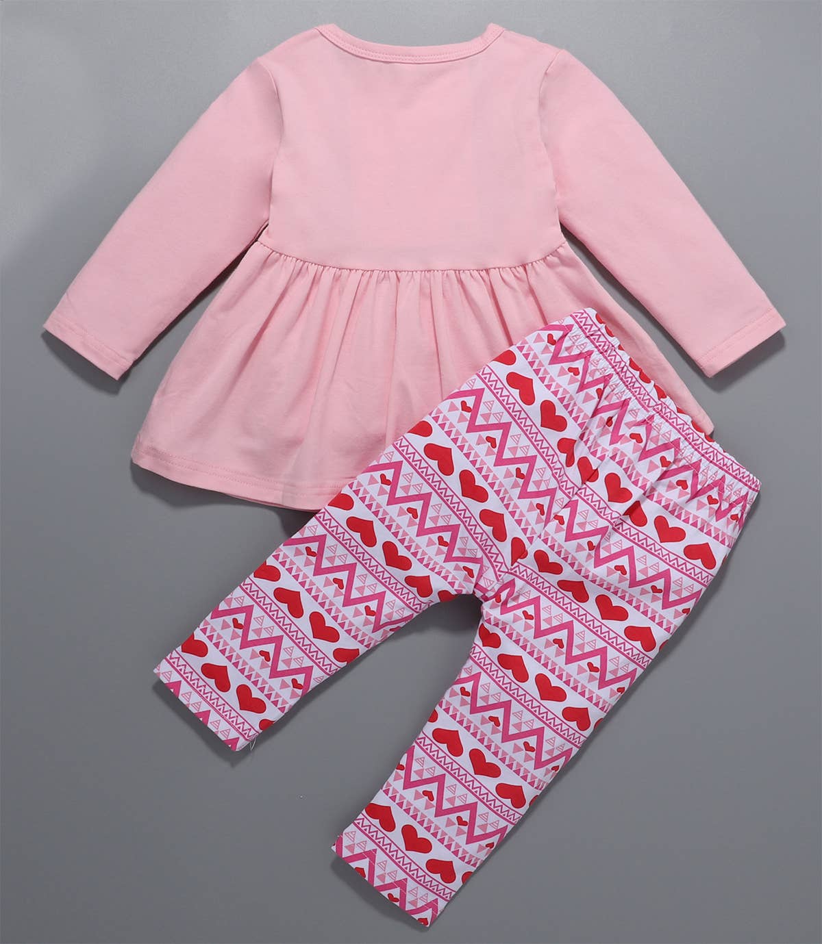 Red Heart Ruffle Pink Little Girl Top and Pants