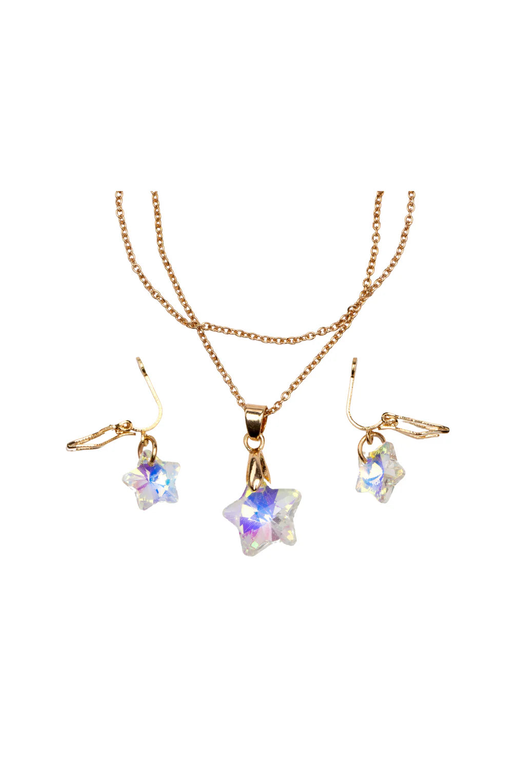 Boutique Holographic Star Necklace and Clip On Earrings Set
