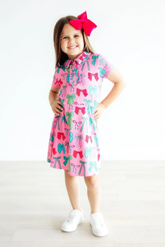 Pink Twirls and Ties Polo Dress