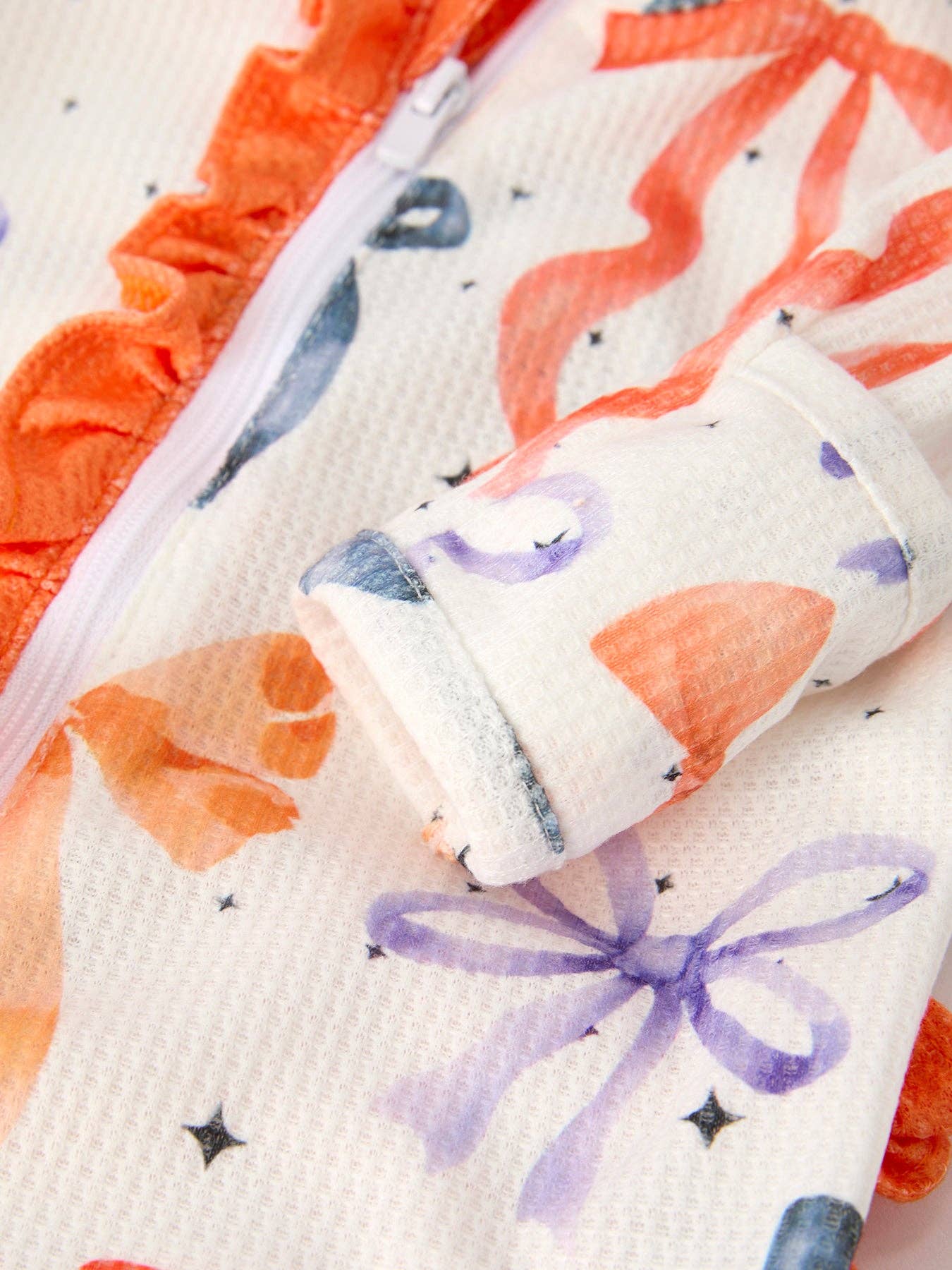 Halloween Bow Print Pajama Girls Romper