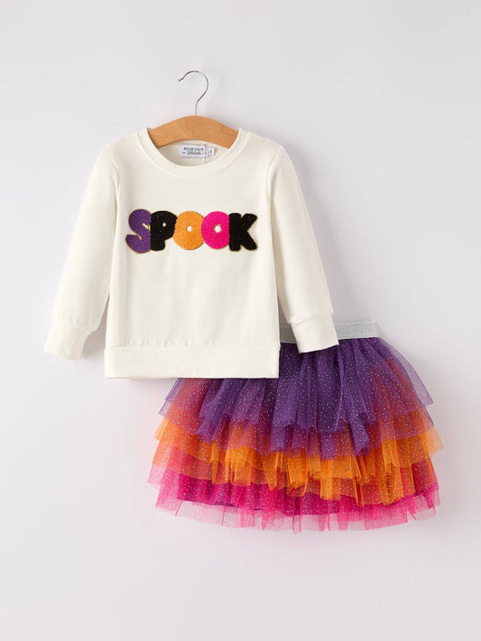 Halloween "SPOOK" Girls Outfit - 2 Piece Set