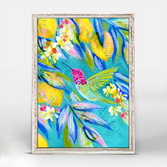 Hummingbird In Turquoise Mini Framed Canvas