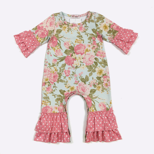 Antique Rose Baby Romper 3/4 Sleeve