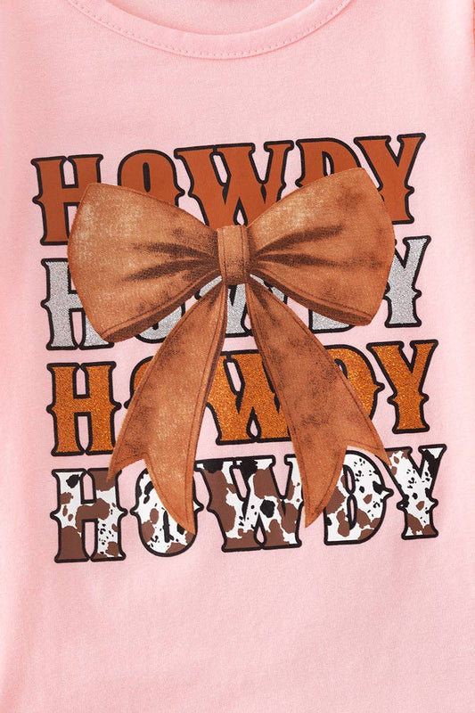 Howdy Pink tee and denim shorts -- 2 Piece Set