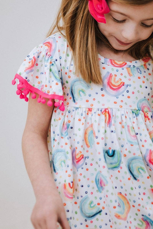 Rainbow Dot Pom Pom Dress