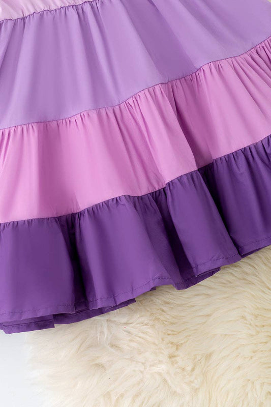 Multi-Purple tone ruffle dress -- Purple