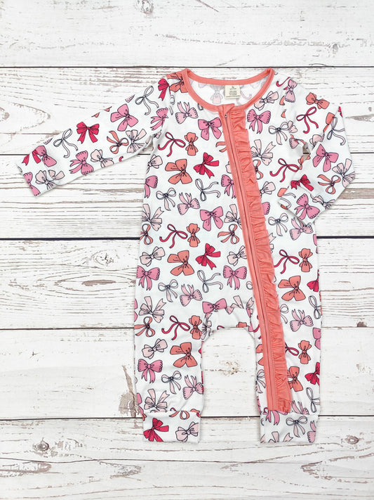 Bow Print Baby Zippy Romper