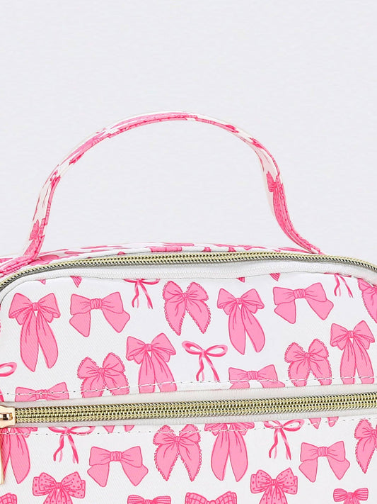 Bow Printed Canvas Lunch Boxes Bag