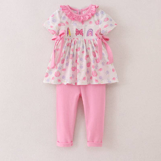 Back To School Pencil Bow Rainbow Smocked - 2 PIECE SET