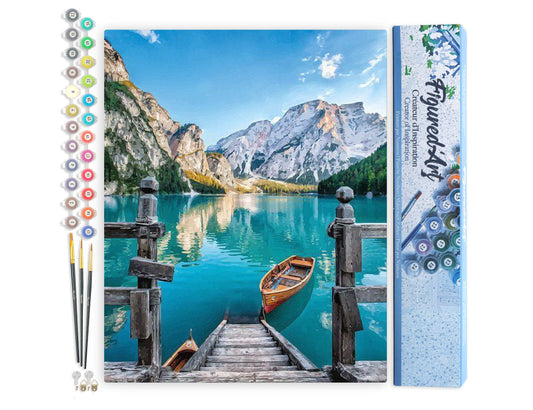 Paint by numbers - Boat on the Mountain Lake