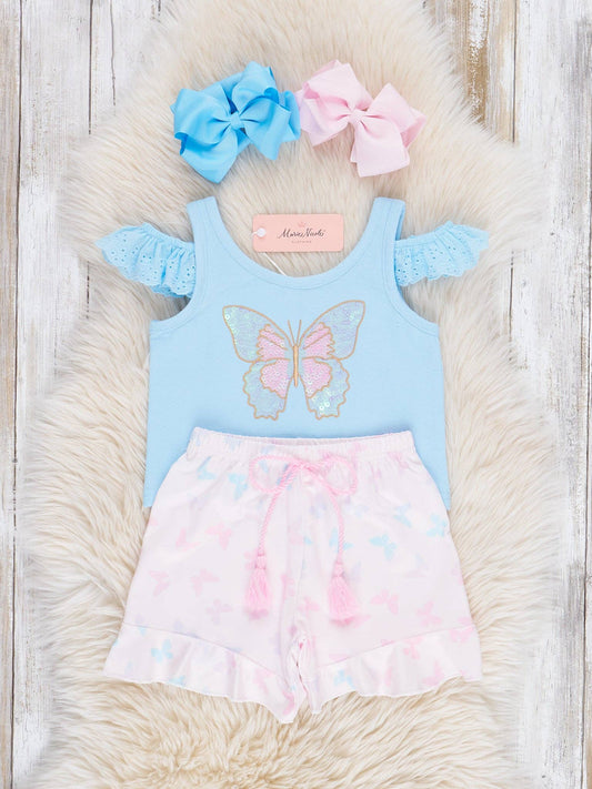 Butterfly Wishes Ruffle Outfit - 2 Piece Set