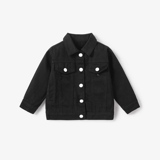 Toddler Girl Basic Solid color Denim 100% cotton Coat
