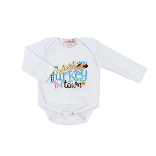 Baby Girls Cutest Turkey In Town Thanksgiving Bodysuit Tutu - 3 Piece Set