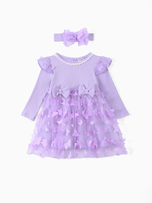 Lavender Flutter‑A‑Bye Dress AND Headband - 2 Piece Set