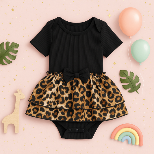 Leopard‑Love Tutu Bodysuit