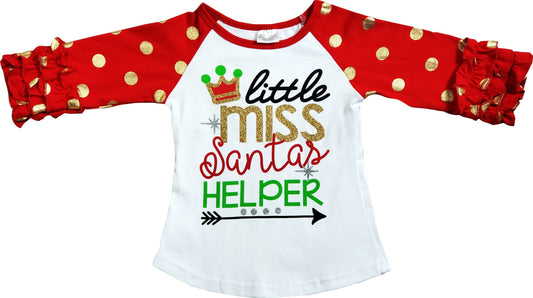 Baby Girls Christmas Lil Miss Santa Raglan Tshirt