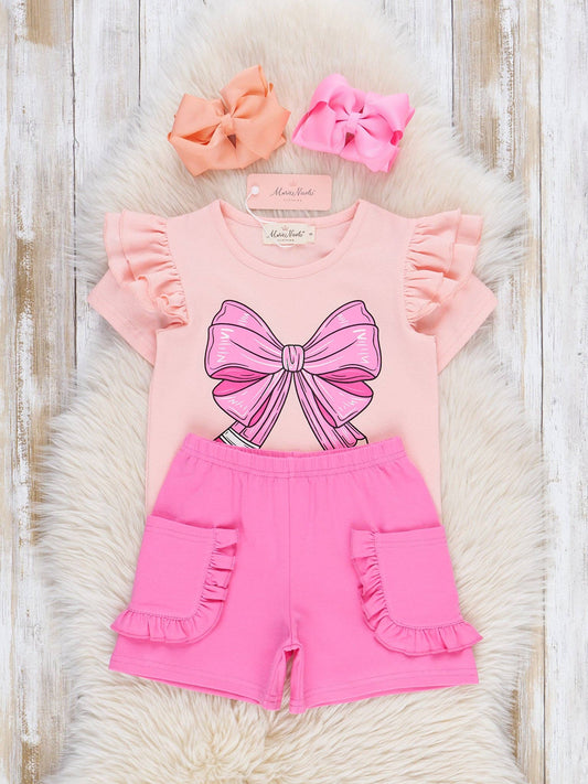 Pencil Bow Ruffle Outfit - 2c Piece Set