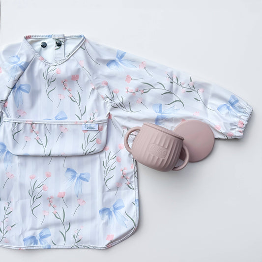 The Grayson Long Sleeve Bib - Bows & Flowers