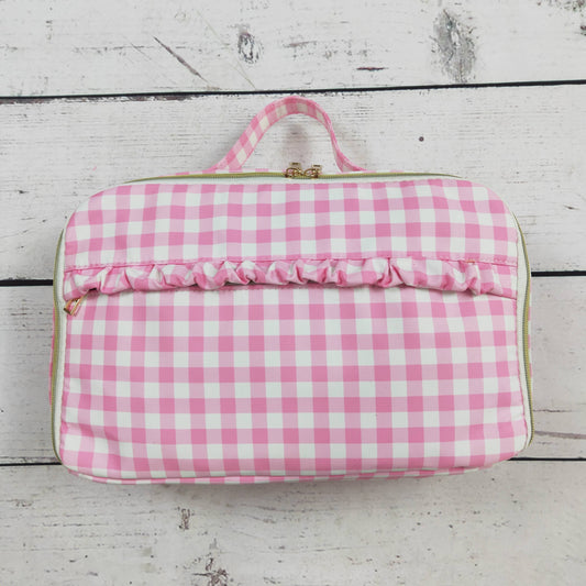 Pink Plaid Ruffle Baby Girls Lunch Boxes Bag