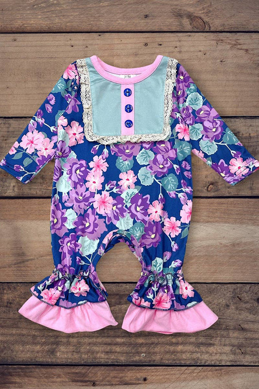FLORAL BABY ROMPER WITH EMBROIDERED DETAIL