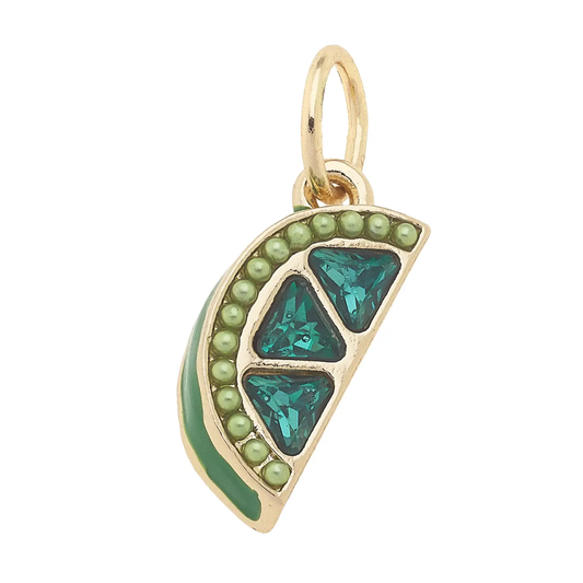 Pave Lime Wedge Charm in Green