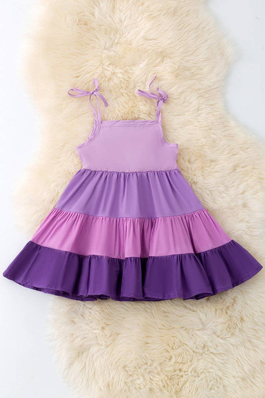 Multi-Purple tone ruffle dress -- Purple