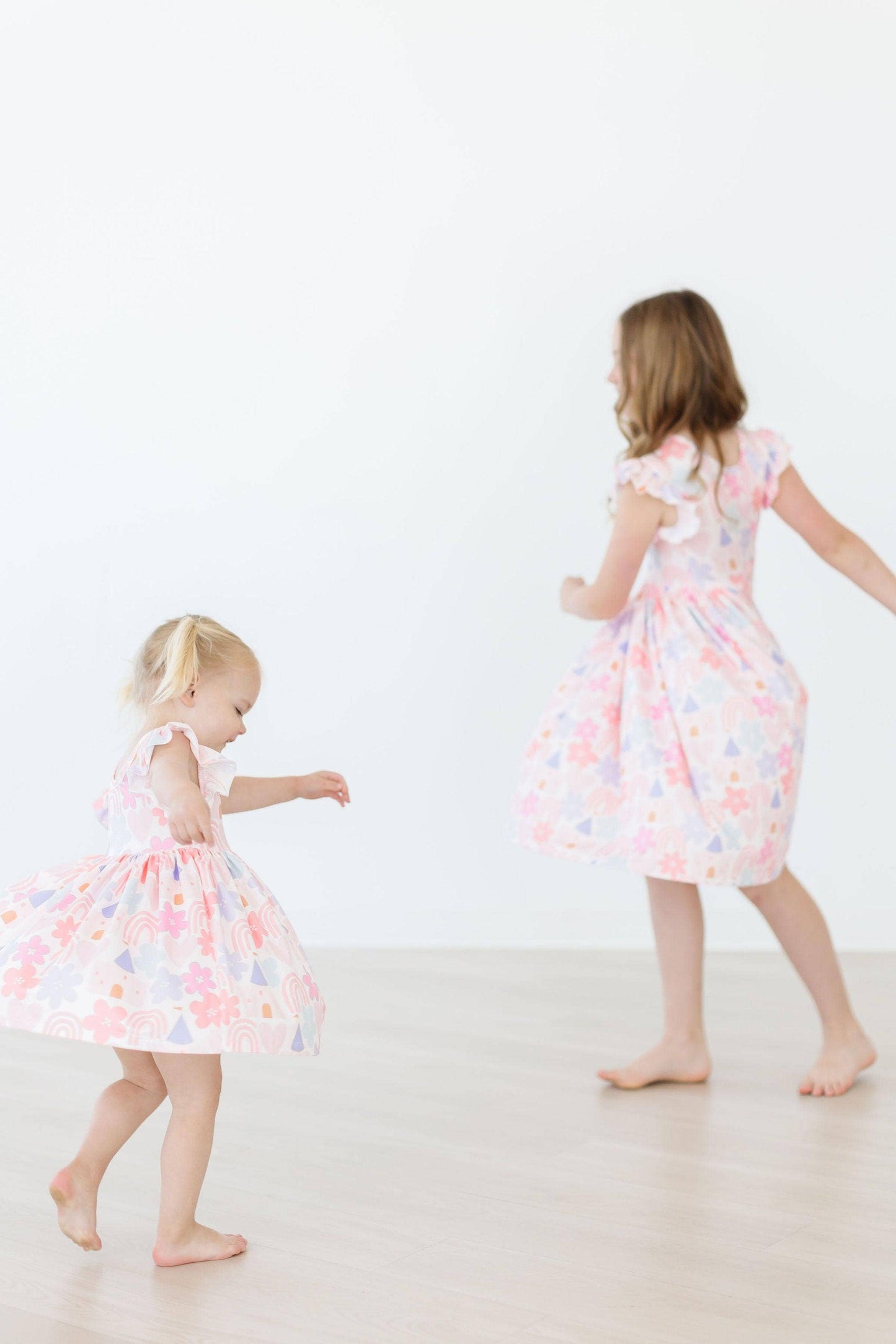 Castles & Rainbows Flutter Sleeve Twirl Dress
