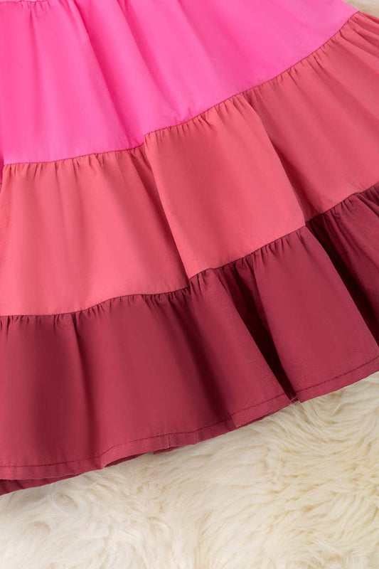 Multi-Color ruffle dress - Pink